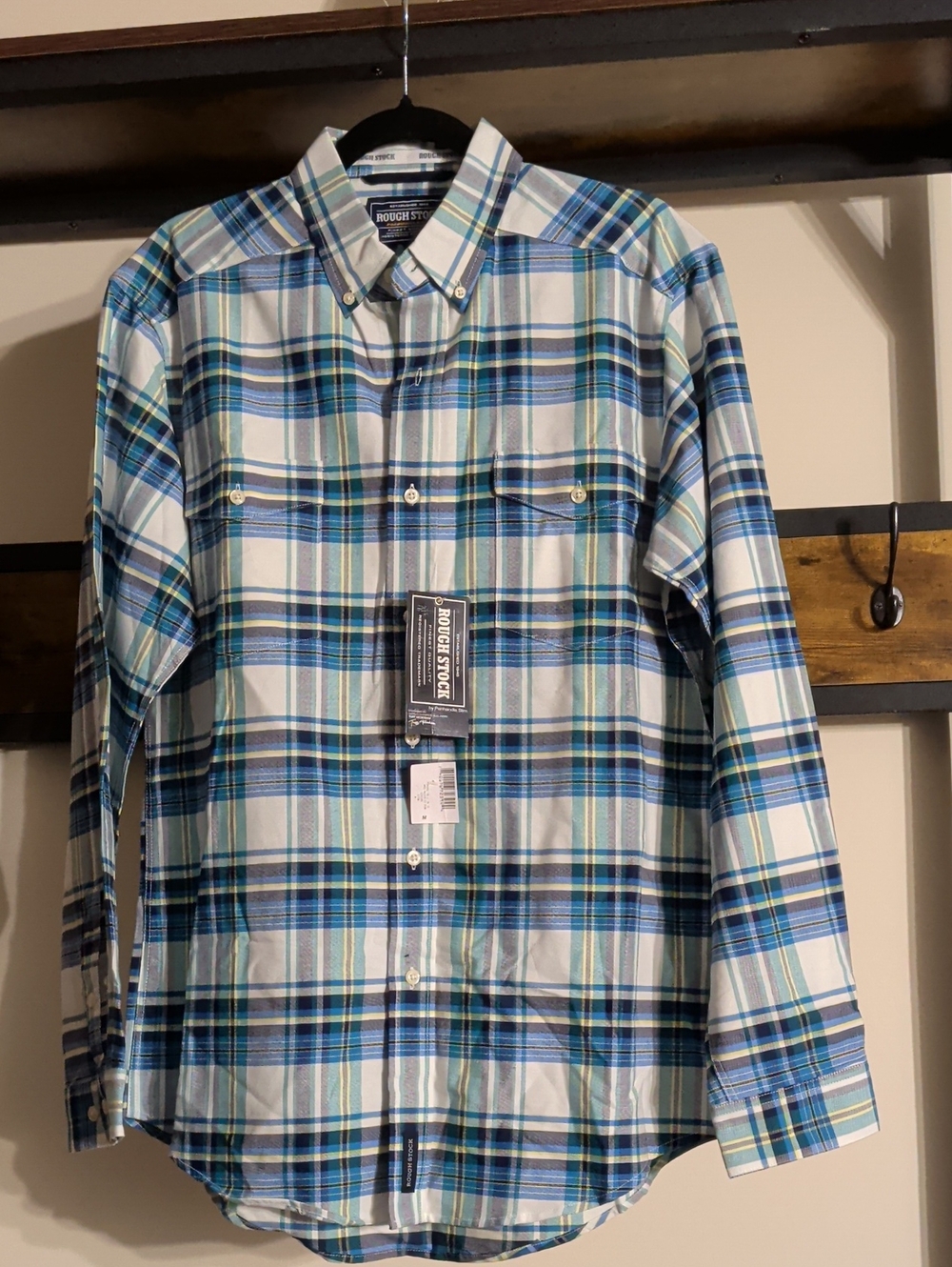 Men’s Blue Plaid Button-Down Shirt MWT